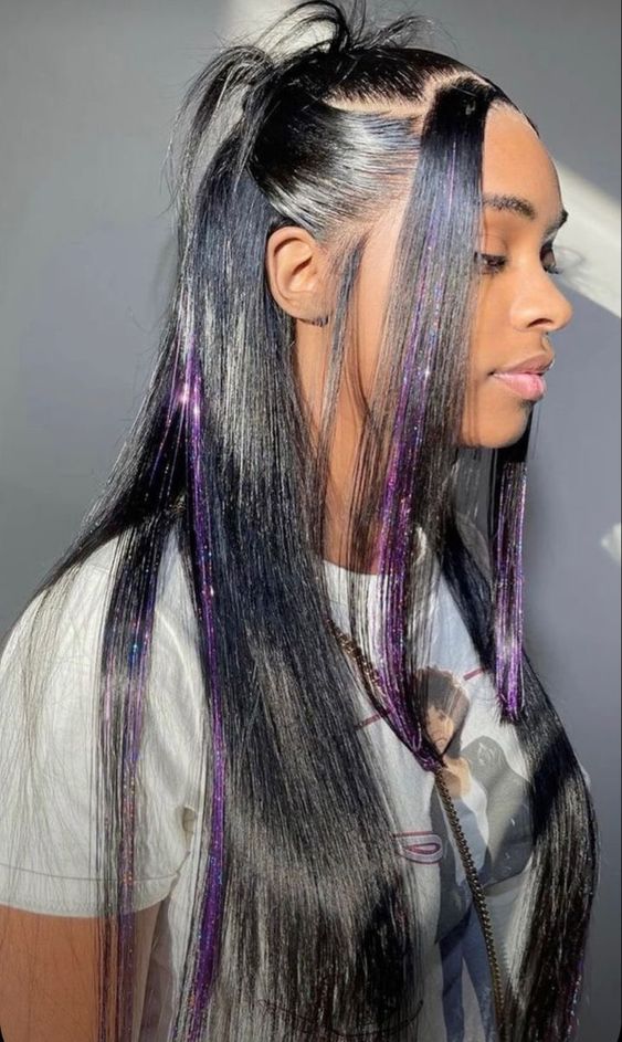Purple hair tinsel